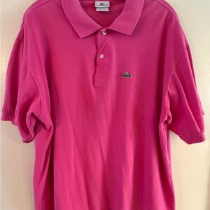 Lacoste Men's Hot Pink Pique Polo with Embroidered Crocodile